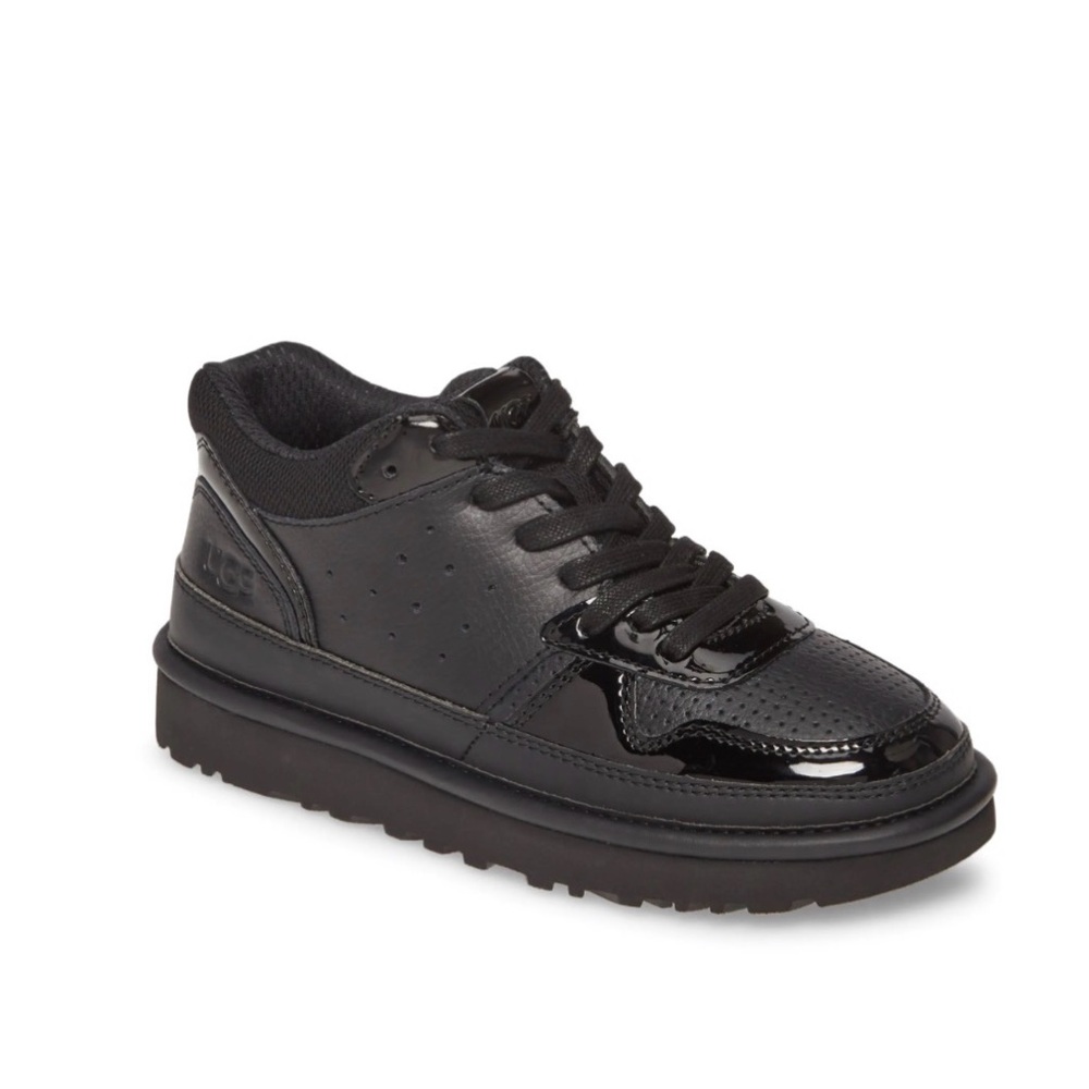 UGG Black Glossy Leather Sneakers